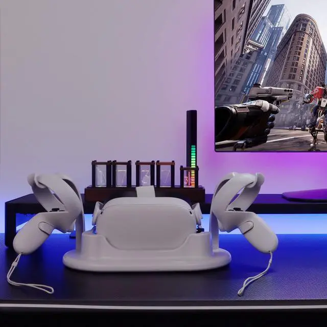 Alt view image 4 of 7 - Charging Dock for Meta Quest 2, VR Headset Charging Station and Charger Port for Meta Quest 2,Fast Charging, with Magnetic USB-C Charging Cable (White)