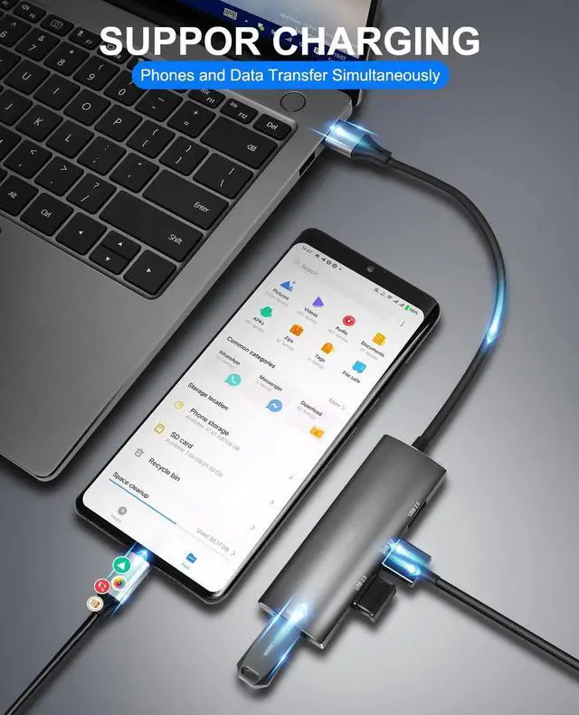 Alt view image 6 of 7 - USB Hub, 4 Port USB 3.0 Hub, with 3x USB 2.0 1x USB3.0, Ultra Slim Portable Data Hub Applicable for Laptop, Desktop PC, USB Flash Drives, Mobile HDD, Mouse, Keyboard, Printer