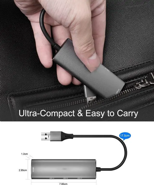 Alt view image 4 of 7 - USB Hub, 4 Port USB 3.0 Hub, with 3x USB 2.0 1x USB3.0, Ultra Slim Portable Data Hub Applicable for Laptop, Desktop PC, USB Flash Drives, Mobile HDD, Mouse, Keyboard, Printer