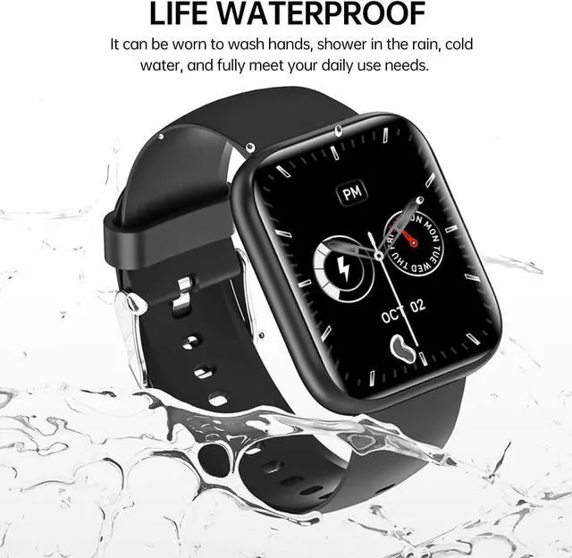 Alt view image 7 of 7 - Smart Watch, New Upgraded 1.81" AMOLED, Split Screen Display, Answer Make Calls, Smartwatch for Men Women iOS Android Smartphones, Blood Oxygen Heart Rate Monitor Fitness Tracker (Black)