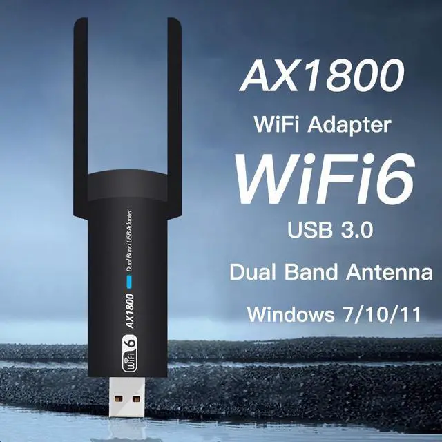 Alt view image 2 of 7 - USB 3.0 WiFi 6 Adapter for PC, 1800Mbps Dual Band 5Dbi Antennas 5.8G/2.4G Computer Network Adapters, USB Wireless Adapter WiFi 6 Card for for Desktop PC Laptop Desktop Support Windows11/10 (Black)