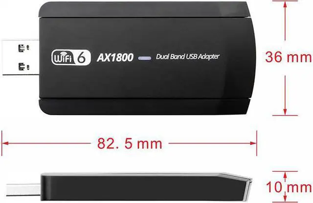 Alt view image 7 of 7 - USB 3.0 WiFi 6 Adapter for PC, 1800Mbps Dual Band 5Dbi Antennas 5.8G/2.4G Computer Network Adapters, USB Wireless Adapter WiFi 6 Card for for Desktop PC Laptop Desktop Support Windows11/10 (Black)