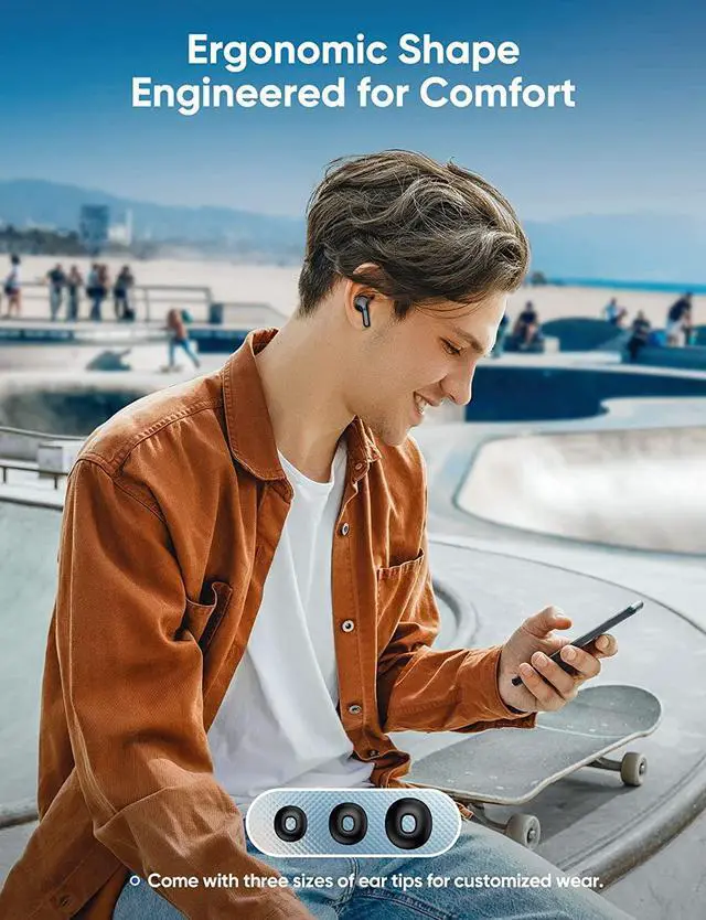 Alt view image 7 of 7 - Ture Wireless Earbuds, Bluetooth 5.1 Headphones 35H Playtime Type-C Charging Case, Touch Control, In Ear Earphones with Clear Voice Capture Technology, IPX7 Waterproof for Sport/Working