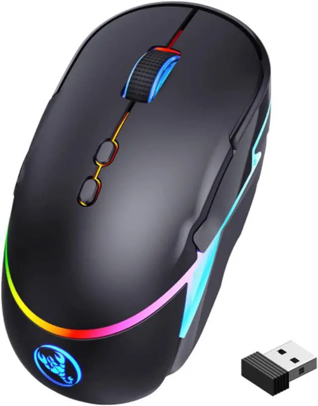 Main image of Wireless Mouse, 2.4G Rechargeable [600mAh] Wireless Gaming Mouse with RGB Backlight 3200 DPI, 7 Buttons Gaming Mice Computer Mouse Compatible with PC Laptop MacOS Windows (Black)