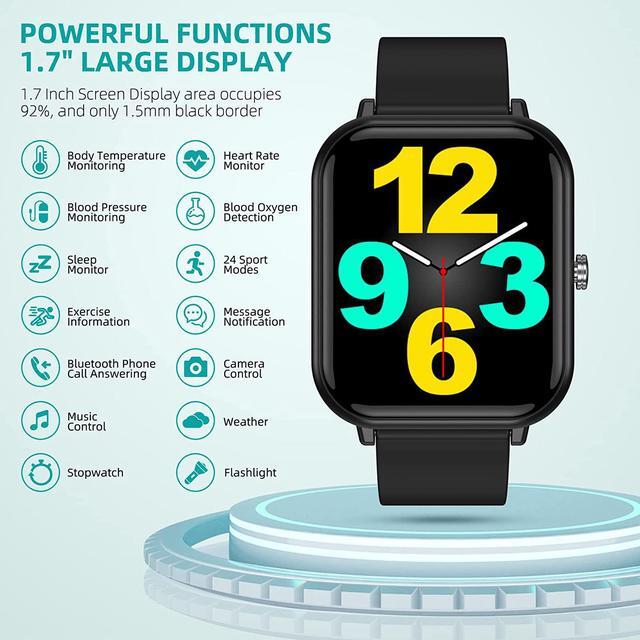 Alt view image 2 of 7 - Smart Watch, Fitness Tracker with 24 Sports Modes, 5ATM Swimming Waterproof, Blood Oxygen Heart Rate Sleep Monitor Step Calorie Counter, 1.7" Touchscreen Smartwatch Fitness Watch for Android IOS Phone