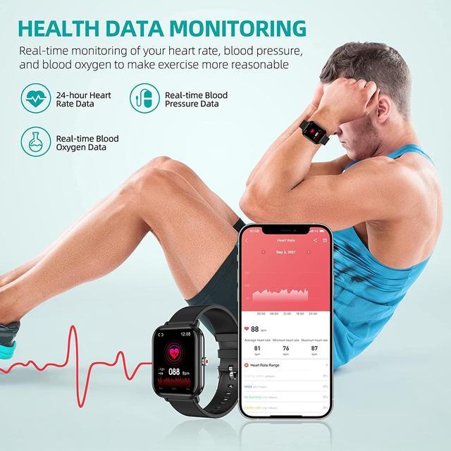 Alt view image 5 of 7 - Smart Watch, Fitness Tracker with 24 Sports Modes, 5ATM Swimming Waterproof, Blood Oxygen Heart Rate Sleep Monitor Step Calorie Counter, 1.7" Touchscreen Smartwatch Fitness Watch for Android IOS Phone