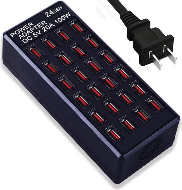 Main image of 24-Port 100 watt (20 A) USB Charging Station, Home Desktop USB Fast Charger, Multiple USB Desktop Chargers, Suitable for Hotels, Shops, Schools, Shopping malls and Travel