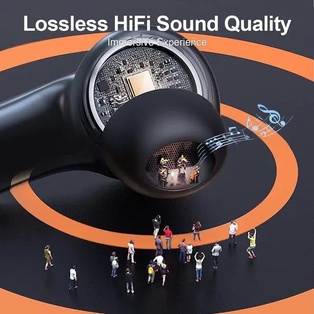 Alt view image 3 of 7 - Ture Wireless Earbuds, Bluetooth 5.1 Headphones 50H Playtime with LED Digital Display Charging Case, IPX5 Waterproof HiFi Stereo Earphones with Mic Sport Headset for Android iOS Phones (Black)