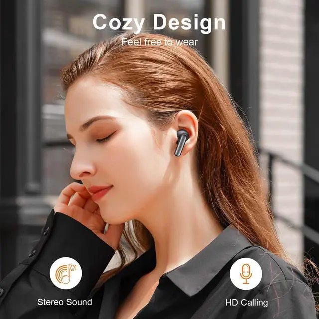 Alt view image 5 of 7 - Ture Wireless Earbuds, Bluetooth 5.1 Headphones 50H Playtime with LED Digital Display Charging Case, IPX5 Waterproof HiFi Stereo Earphones with Mic Sport Headset for Android iOS Phones (Black)