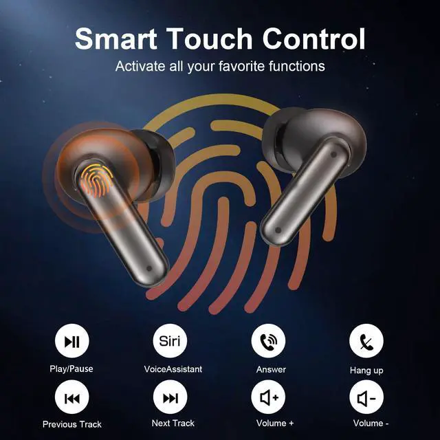 Alt view image 7 of 7 - Ture Wireless Earbuds, Bluetooth 5.1 Headphones 50H Playtime with LED Digital Display Charging Case, IPX5 Waterproof HiFi Stereo Earphones with Mic Sport Headset for Android iOS Phones (Black)