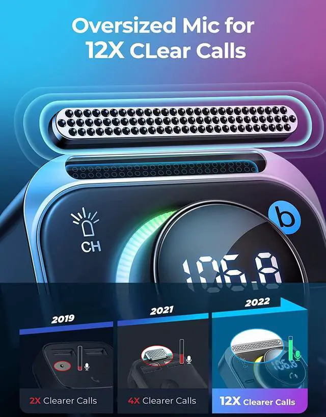 Alt view image 4 of 7 - Bluetooth 5.3 FM/AUX Bluetooth Car Adapter,[Air Vent Installation & Bass Boost] 3 Ports PD & QC 3.0 FM Transmitter for Car, Radio Bluetooth Receiver for Car HD Calling and Enjoy Music