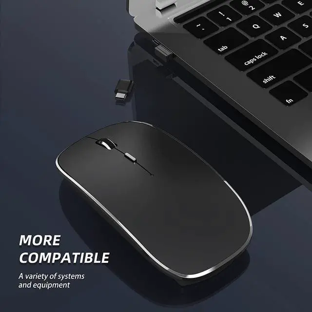 Alt view image 7 of 7 - 2.4G Wireless Mouse 450mAh Chargeable Portable Silent Wireless Mouse USB and Type-C Dual Mode Wireless Mouse 3 Adjustable DPI [1000/1200/1600 DPI] for Laptop, MacOS, Android, PC (Black)