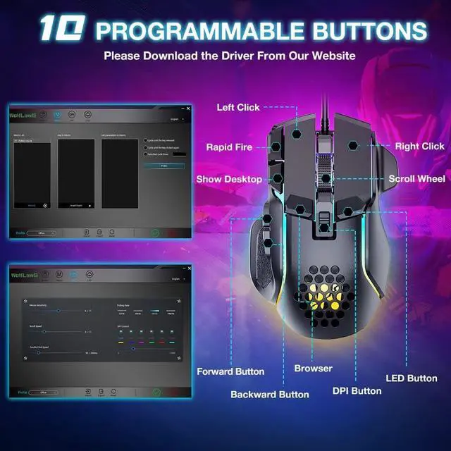 Alt view image 3 of 7 - Wired Gaming Mouse, Computer PC Gaming Mice USB Mouse with 12 RGB Backlit Modes, High-Precision Adjustable 12800 DPI, 10 Programmable Buttons, Ergonomic Plug Play Gamer Mouse for Laptop Mac