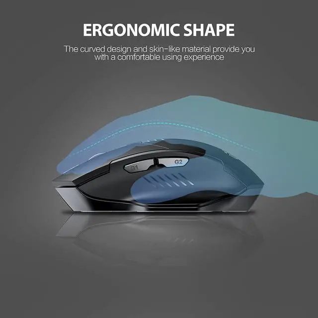 Alt view image 5 of 7 - Rechargable 2.4G USB Wireless Mouse, [Upgraded: Battery Level Visible] Large Ergonomic Rechargeable 2.4G Optical PC Laptop Cordless Mice with USB Nano Receiver, Black