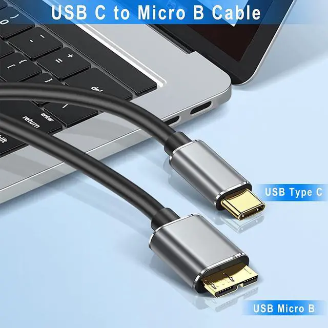 Alt view image 2 of 7 - USB C to Micro B Cord 3.3ft / 1M, USB Type-C to Micro-B Mobile Hard Disk Cable USB 3.1 to USB 3.0 Hard Disk Data Cable, The Transmission Rate is up to 5 Gbps, Suitable for External Hard disks
