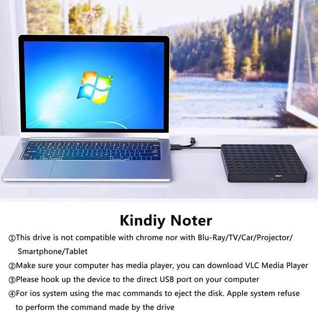 Alt view image 7 of 7 - USB 3.0 & USB C External CD DVD Drive, Low Noise Slim Portable CD/DVD +/-RW Drive External DVD Writer CD Burner Player, External DVD Drive for Laptop Desktop PC Windows 11/10/8/7/XP/Linux/MacOS