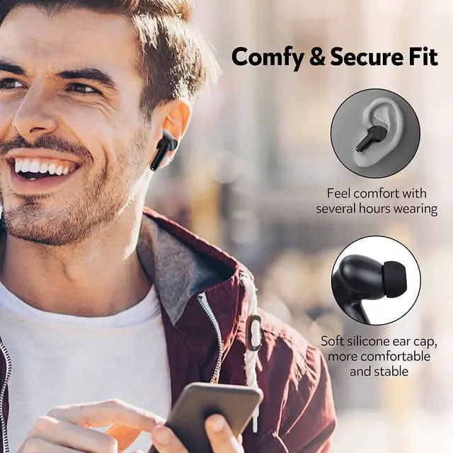 Alt view image 2 of 7 - True Wireless Earbuds, in-Ear Earphones Touch Control Bluetooth 5.0 Earbuds 40H Playtime with Portable Mini Charging Case 4 Mic Call Noise Cancelling Headphones for Work Travel - Black