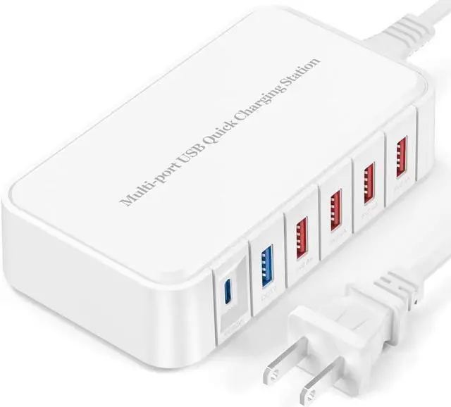 Main image of USB Fast Charging Station USB C Rapid Charger Desktop PD 3.0 & QC 3.0 86W Multi 6 Ports Wall Charger Power Hub Block Compatible with M-a-c-Book Air, i-P-hone 13 14 Pro Max, Ga-laxy,Laptop