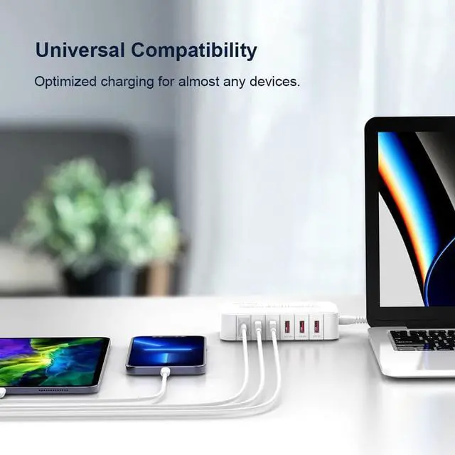 Alt view image 4 of 7 - USB Fast Charging Station USB C Rapid Charger Desktop PD 3.0 & QC 3.0 86W Multi 6 Ports Wall Charger Power Hub Block Compatible with M-a-c-Book Air, i-P-hone 13 14 Pro Max, Ga-laxy,Laptop