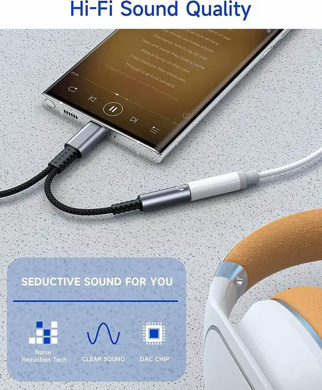 Alt view image 4 of 7 - USB C to 3.5mm Headphone and Charger Adapter, 2 in 1 USB C PD 3.0 Charging Port to Aux Audio Jack and 60W Fast Charging Dongle Cable Cord for Gal-axy S22/S21/S20/Note 20,Pixel 6/5/4/XL, i-P-a-d Pro