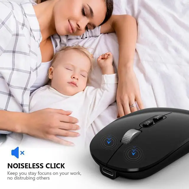 Alt view image 2 of 7 - [Upgraded] Bluetooth Mouse, Rechargeable Wireless Mouse with Dual Mode (Bluetooth 5.1 + 2.4G Wireless), Ultra-thin Ergonomic Portable Silent Mouse Computer Mouse for Laptop Android Windows MacOS