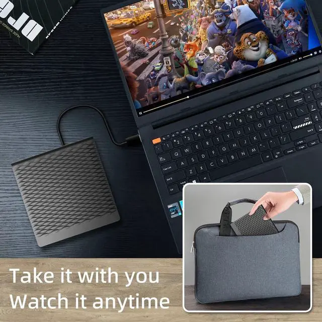 Alt view image 7 of 7 - [New Model] External CD DVD Drive, USB 3.0 Type C External CD/DVD Burner, Portable CD ROM Optical Drive Player Reader Disk Disc with Laptop Desktop PC Windows 11/10/8/7, MacOS, Linux