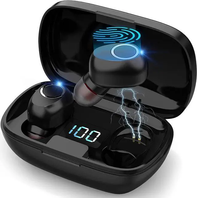 Main image of True Wireless Earbuds, Ear Buds Wireless Bluetooth Earbuds with Microphone, Touch Control Earbud & Full in-Ear Headphones for Workout, Stereo Deep Bass IPX5 Waterproof Earbuds for IOS Android Phones