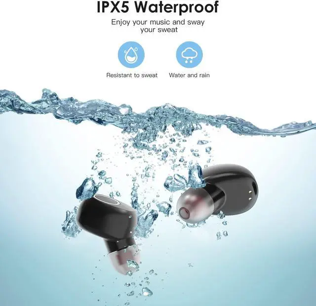 Alt view image 6 of 7 - True Wireless Earbuds, Ear Buds Wireless Bluetooth Earbuds with Microphone, Touch Control Earbud & Full in-Ear Headphones for Workout, Stereo Deep Bass IPX5 Waterproof Earbuds for IOS Android Phones