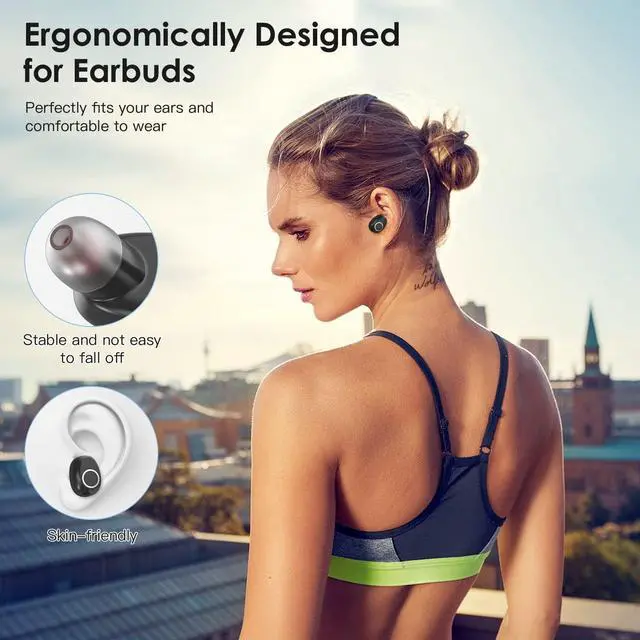 Alt view image 4 of 7 - True Wireless Earbuds, Ear Buds Wireless Bluetooth Earbuds with Microphone, Touch Control Earbud & Full in-Ear Headphones for Workout, Stereo Deep Bass IPX5 Waterproof Earbuds for IOS Android Phones