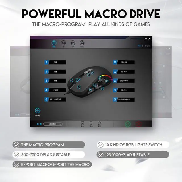 Alt view image 5 of 7 - Gaming Mouse USB Wired, RGB Backlit PC Mouse Computer Mice with 14 RGB LED Modes, 7200 DPI Adjustable, 10 Programmable Buttons, Ergonomic USB Optical Mouse for Windows MacOS Laptop Gamer