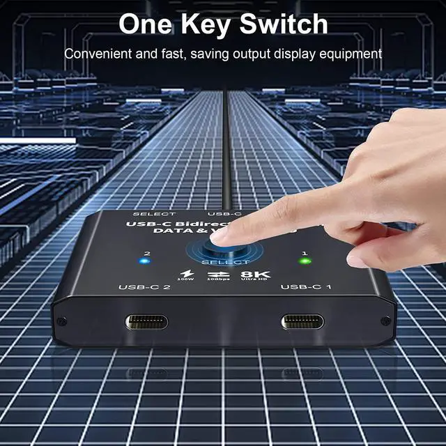 Alt view image 5 of 7 - USB C Switch 2 in 1 Out or 1 in 2 Out, Type-C Bi-directional Switcher Box for 2 Computers with C Port, Supports 4K @120Hz 8K @60Hz Video / 10Gbps Data Transfer, Notes: No Splitter Function