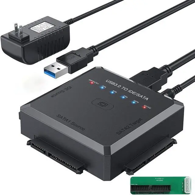 Main image of USB 3.0 to SATA IDE Adapter Cable w/One Touch Backup, External Hard Drive Reader for Universal 2.5" 3.5" SSD HDD CD/DVD Optical Drives, Data Recovery Converter w/12V/2A Power Adapter