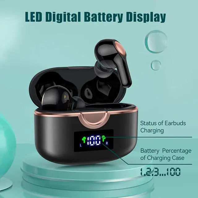 Alt view image 5 of 6 - Bluetoth Headphones with 4 Dynamic Drivers, Ture Wireless Earbuds 40Hrs Playtime with LED Display Charging Case Touch Control in-Ear Earphones with Mic Premium Deep Bass Headset for Sport