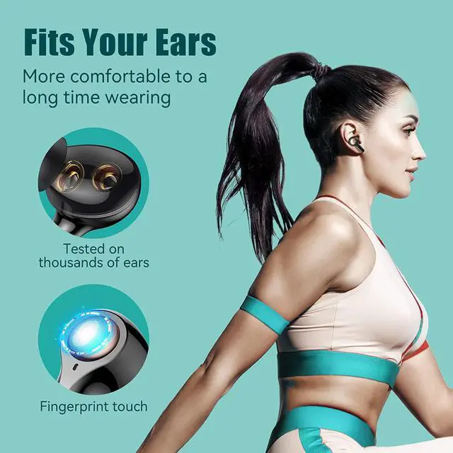 Alt view image 6 of 6 - Bluetoth Headphones with 4 Dynamic Drivers, Ture Wireless Earbuds 40Hrs Playtime with LED Display Charging Case Touch Control in-Ear Earphones with Mic Premium Deep Bass Headset for Sport