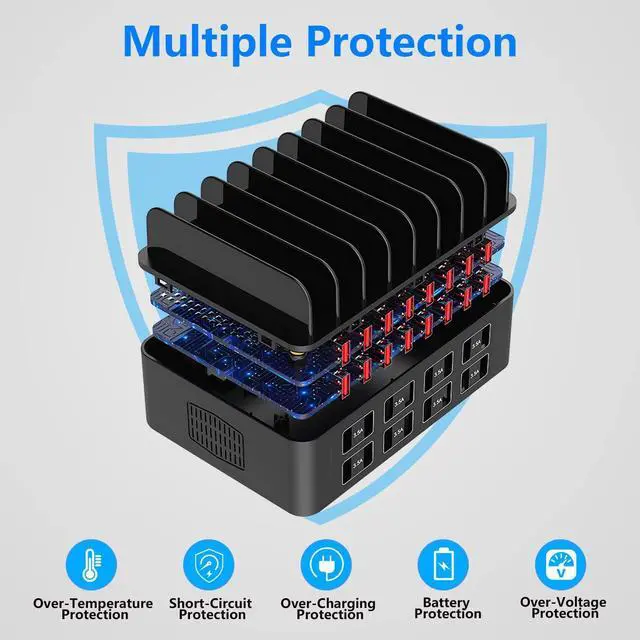 Alt view image 4 of 7 - USB Charging Station for Multiple Devices, 175W/35A 16 Port USB Fast Charging Station,Multi Device Charger Organizer Compatible with i-P-h-o-n-e, i-P-a-d,Tablet, Cell Phone and Other Electronic