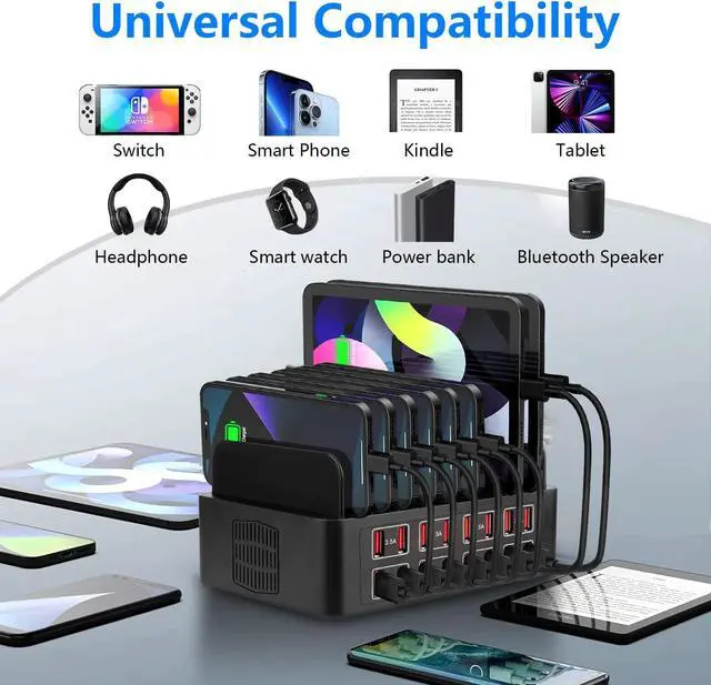Alt view image 3 of 7 - USB Charging Station for Multiple Devices, 175W/35A 16 Port USB Fast Charging Station,Multi Device Charger Organizer Compatible with i-P-h-o-n-e, i-P-a-d,Tablet, Cell Phone and Other Electronic