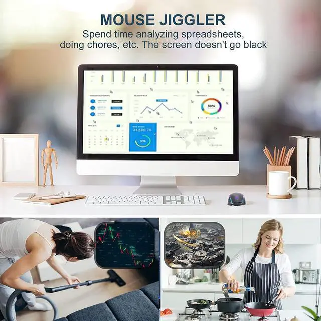 Alt view image 3 of 7 - LED Wireless Mouse, Mouse Jiggler for Laptop - Wireless Mouse Rechargeable Computer Mice Mouse Mover Undetectable Random Movement with On/Off Button Keeps Computer Awake