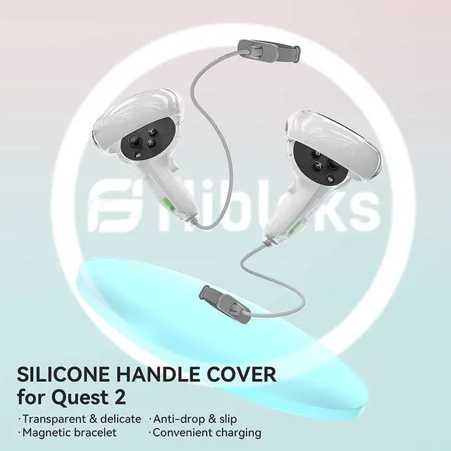 Alt view image 2 of 6 - Silicone Handle Grip Cover for Meta/Oculus Quest 2 Accessories, Flexible Silicone Grips Cover with Handbelt for Oculus Quest Controller (Transparent)