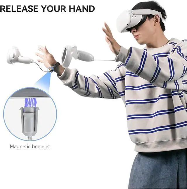 Alt view image 4 of 6 - Silicone Handle Grip Cover for Meta/Oculus Quest 2 Accessories, Flexible Silicone Grips Cover with Handbelt for Oculus Quest Controller (Transparent)