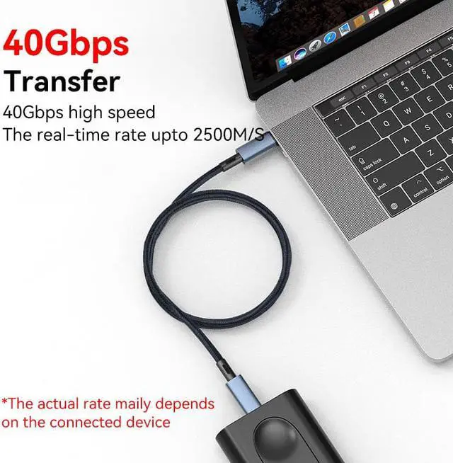 Alt view image 3 of 7 - USB C to USB C Cable 240W, USB 4 Cable Active Thunderbolt 4 Cable 3.3FT / 1M Supports 40Gbps Data Transfer, Single 8K 60Hz/Dual 4K Displays Compatible with Thunderbolt 4, Mobile Phone, Notebook, MAC