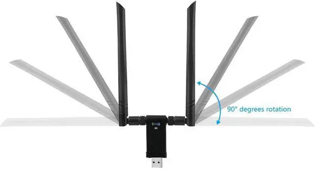 Alt view image 7 of 7 - USB WiFi Adapter for PC, AC1200Mbps USB 3.0 Dual Band WiFi Adapter for Desktop PC with Dual 5dBi Antennas, Supports Win11/10/8.1/8/7/XP, Mac OS 10.9-10.15