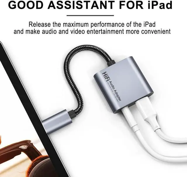 Alt view image 4 of 7 - USB C to 3.5mm Jack Headphone and Charger Adapter,2 in 1 Type C Audio Aux adapter with 60W Fast Charging Earphones Converter Cable for S-u-m-s-u-n-g Galaxy S22,S20,i-Pad Pro,Hua-wei, Pixel, Moto-rola