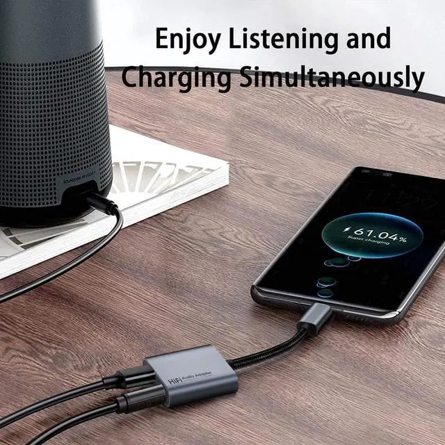 Alt view image 7 of 7 - USB C to 3.5mm Jack Headphone and Charger Adapter,2 in 1 Type C Audio Aux adapter with 60W Fast Charging Earphones Converter Cable for S-u-m-s-u-n-g Galaxy S22,S20,i-Pad Pro,Hua-wei, Pixel, Moto-rola