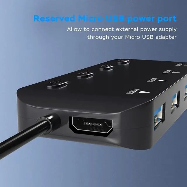 Alt view image 6 of 7 - USB 3.0 Hub Splitter, 4-Port USB Extender Hub for Laptop, Multi USB Port Expander Adapter with Individual Power Switches for Windows, MacOS, Linux Computer Laptop ..
