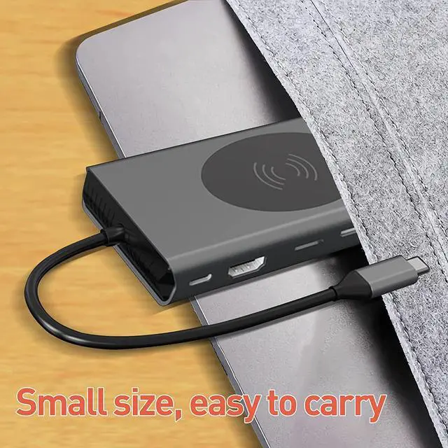 Alt view image 7 of 7 - USB C HUB 13 in 1 with Wireless Charging, USB C Docking Station with 4K-HDMI, VGA, RJ45 Ethernet, 2 ×USB3.0, USB C 3.0 &2.0, PD 100W, SD/TF & 3.5mm AUX, Compatible with Mac-Book Pro& Other Laptops