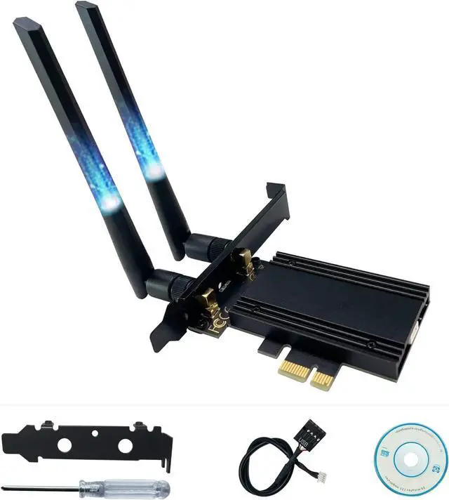 Alt view image 6 of 7 - PCIe WiFi 6E Card, AX210 Network Card,Tri-Band 6G/5.8G/2.4GHz, Bluetooth 5.2 (802.11ax) 5400Mbps Wireless Wi-Fi Cards Adapter with MU-MIMO, OFDMA, Support Windows 10/11 (64-bit) for Desktop PC (Black)