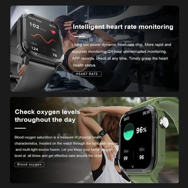 Alt view image 7 of 7 - Smart Watches for Men - 1.85" Fitness Tracker with Rugged Bumper (Answer/Make Call) Smartwatch for Android Phones iPhone Outdoor Sports Watches Heart Rate Blood Pressure Monitor