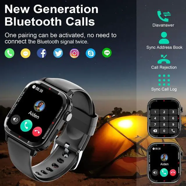 Alt view image 2 of 7 - Smart Watches for Men - 1.85" Fitness Tracker with Rugged Bumper (Answer/Make Call) Smartwatch for Android Phones iPhone Outdoor Sports Watches Heart Rate Blood Pressure Monitor