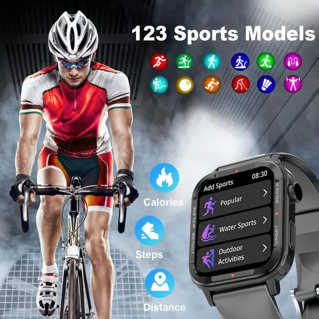 Alt view image 4 of 7 - Smart Watches for Men - 1.85" Fitness Tracker with Rugged Bumper (Answer/Make Call) Smartwatch for Android Phones iPhone Outdoor Sports Watches Heart Rate Blood Pressure Monitor