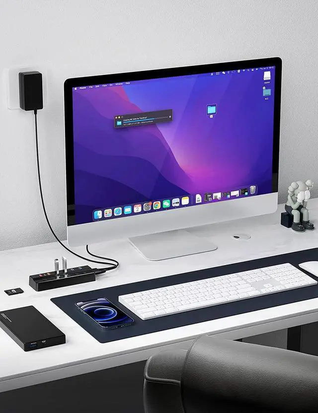 Alt view image 6 of 7 - Powered USB 3.0 Hub, 6-Port USB Hub (4*USB 3.0 Data Ports and 2*QC 3.0 USB Charging Ports) with Individual On/Off Switches, 12V/4A Power Adapter for Mac, PC, Laptop, Computer